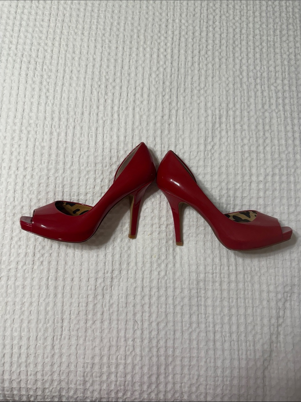 Jessica Simpson Red Patent Peep-Toe Stiletto Heels